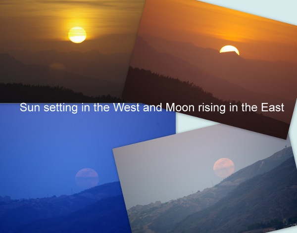 sunset and moonrise